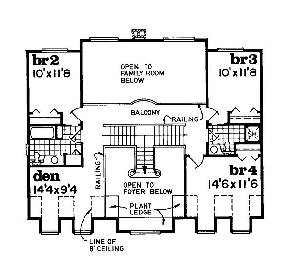 Traditional Floor Plan - Upper Floor Plan #47-222