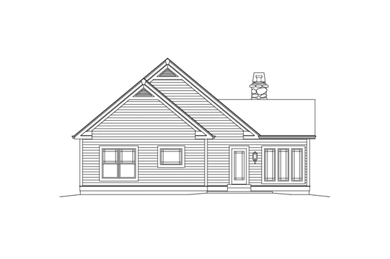 Exterior - Rear Elevation for Cottage House Plan #57-618 - 3 bed, 2 bath