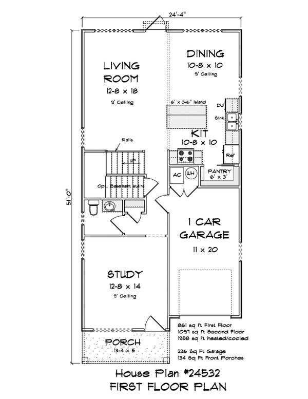 House Blueprint - Cottage Floor Plan - Main Floor Plan #513-2325