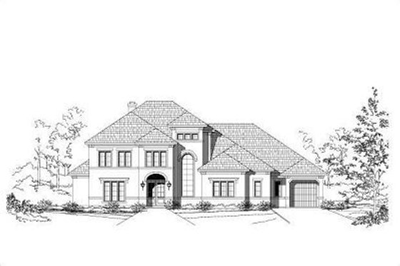 Exterior - Front Elevation for European House Plan #411-486 - 4 bed, 3.5 bath