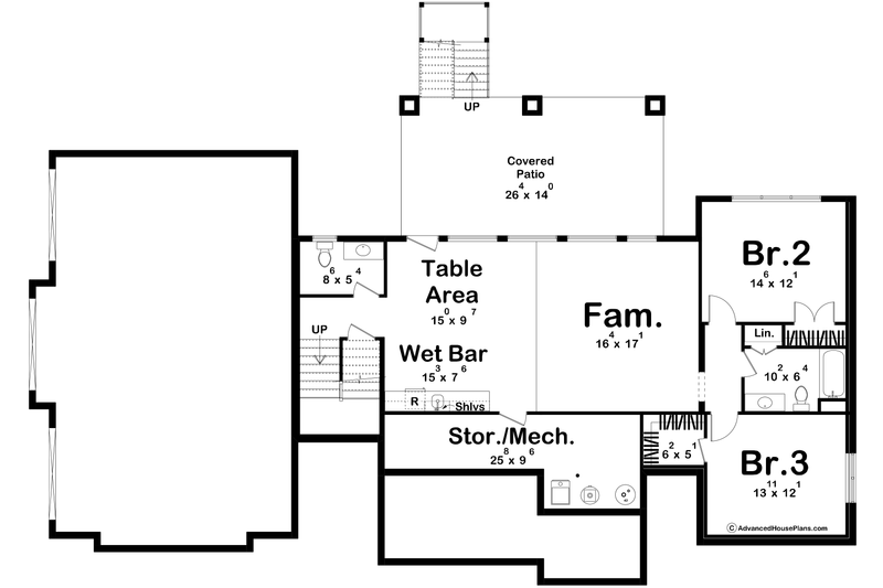House Plan Design - Floor Plan - Lower Floor for Beach House Plan #455-424 - 1 bed, 1.5 bath