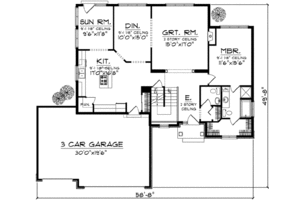 Floor Plan - Main Floor for Traditional House Plan #70-835 - 3 bed, 2.5 bath