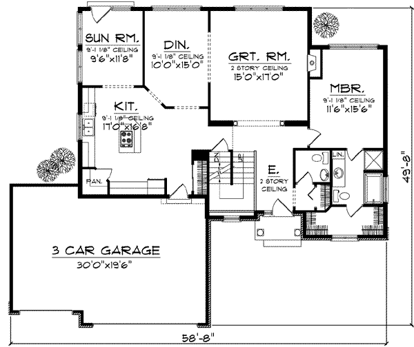 Home Plan - Traditional Floor Plan - Main Floor Plan #70-835
