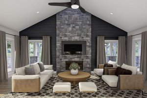 Interior - Family Room for Barndominium House Plan #455-279 - 1 bed, 1.5 bath