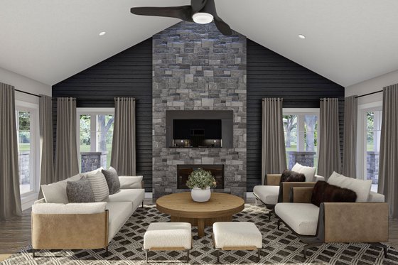 Interior - Family Room for Barndominium House Plan #455-279 - 1 bed, 1.5 bath