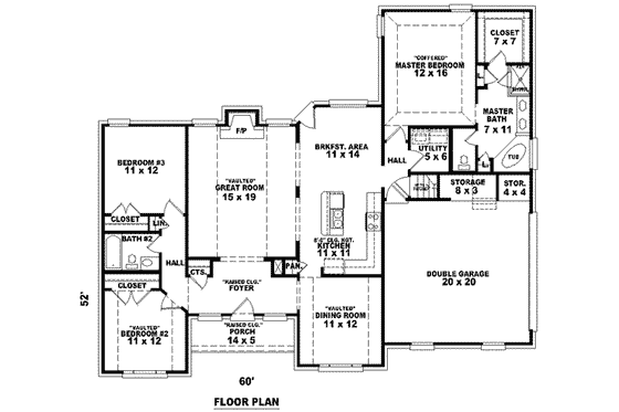 Floor Plan - Main Floor for European House Plan #81-913 - 3 bed, 2 bath