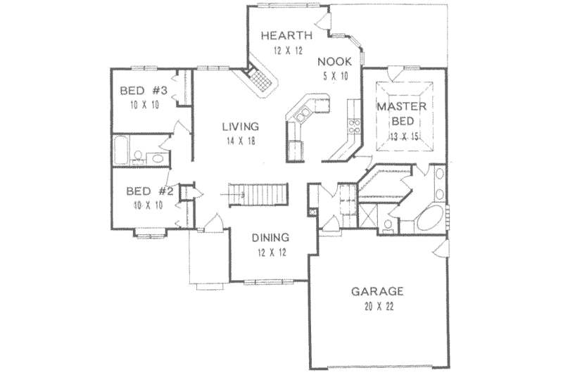 Dream House Plan - Floor Plan - Main Floor for Traditional House Plan #58-151 - 3 bed, 2 bath