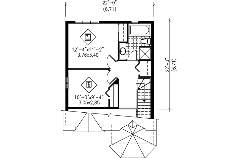 Dream House Plan - Floor Plan - Upper Floor for Cottage House Plan #25-2039 - 2 bed, 1.5 bath