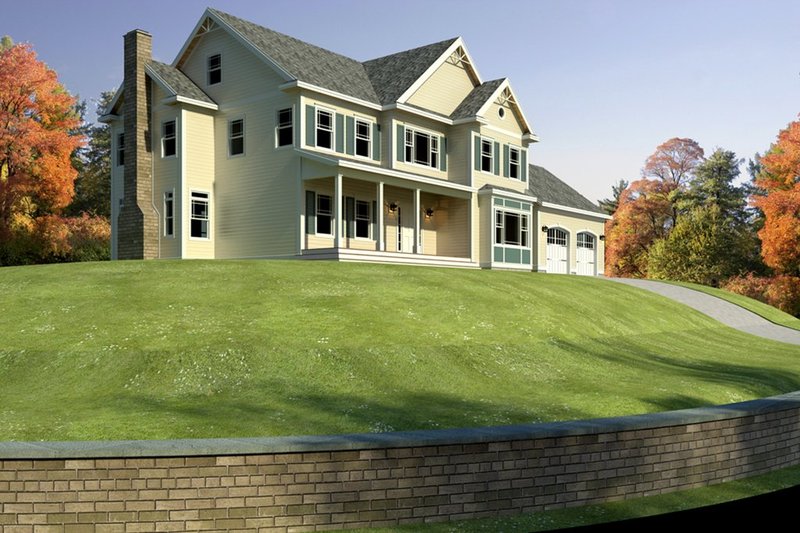 Architectural House Design - Exterior - Front Elevation 4 for Farmhouse House Plan #497-67 - 3 bed, 2.5 bath