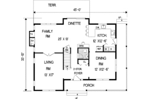 Floor Plan - Main Floor for Country House Plan #3-166 - 4 bed, 2.5 bath