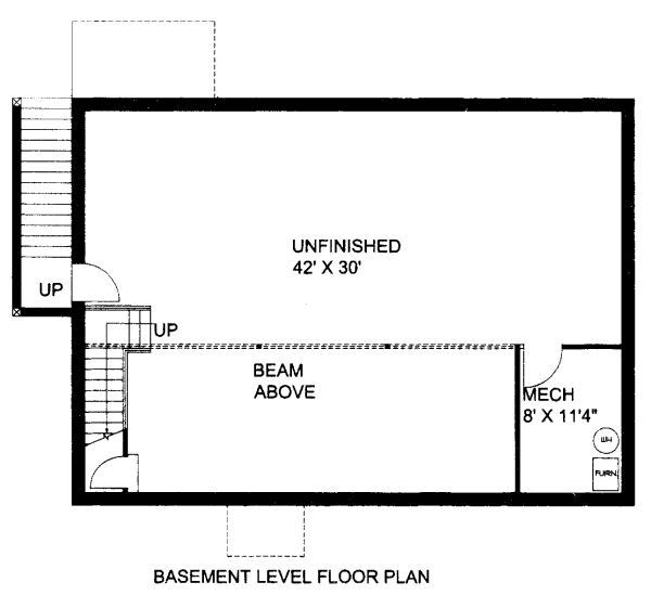 Ranch Floor Plan - Lower Floor Plan #117-615