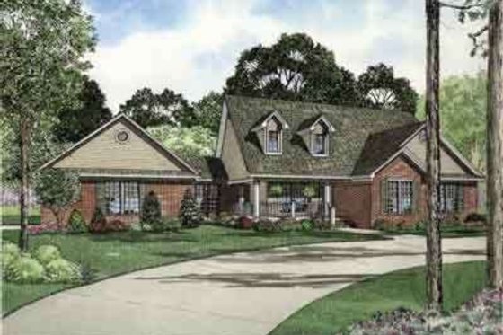 Exterior - Front Elevation 3 for Southern House Plan #17-2164 - 3 bed, 2 bath