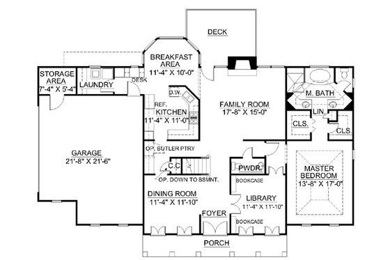 Floor Plan - Main Floor for Classical House Plan #119-245 - 4 bed, 2 bath