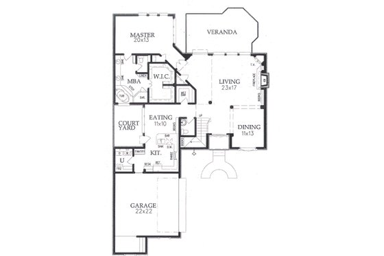 Floor Plan - Main Floor for Colonial House Plan #15-209 - 3 bed, 2.5 bath