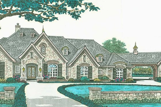 Exterior - Front Elevation for European House Plan #310-1280 - 4 bed, 3.5 bath