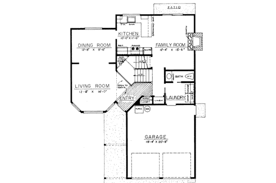 Floor Plan - Main Floor for Bungalow House Plan #303-297 - 3 bed, 2.5 bath