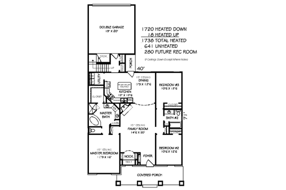 Floor Plan - Main Floor for Traditional House Plan #424-199 - 3 bed, 2 bath