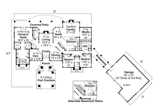 Floor Plan - Main Floor House Plan #124-445 - 3 bed, 3 bath