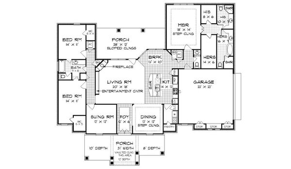 House Blueprint - Tudor Floor Plan - Main Floor Plan #45-373
