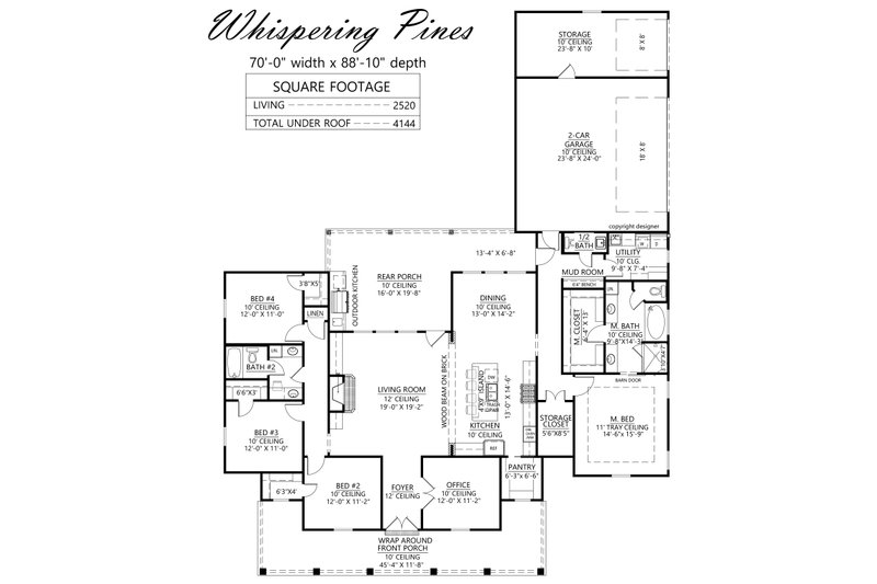 Farmhouse Style House Plan - 4 Beds 2.5 Baths 2520 Sq/Ft Plan #1074-94 ...