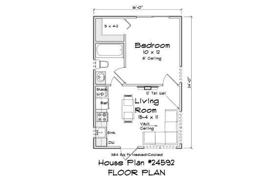 Floor Plan - Main Floor for Modern House Plan #513-2385 - 1 bed, 1 bath