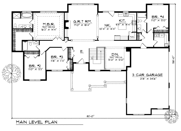 House Design - Traditional Floor Plan - Main Floor Plan #70-344