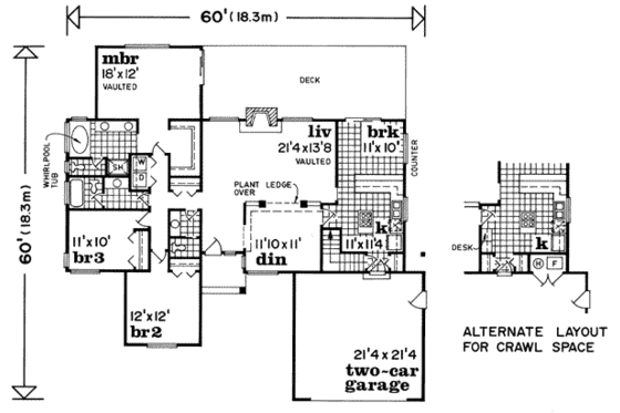 Floor Plan - Main Floor for Traditional House Plan #47-469 - 3 bed, 2.5 bath
