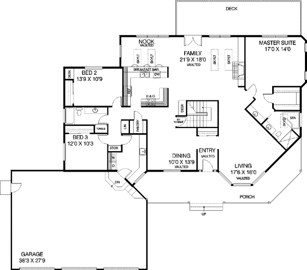 Architectural House Design - Ranch Floor Plan - Main Floor Plan #60-278