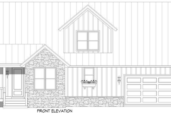 Exterior - Front Elevation 3 for Prairie House Plan #932-1174 - 3 bed, 2.5 bath