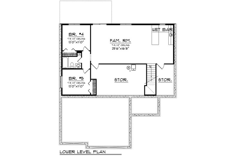 House Design - Floor Plan - Lower Floor for Modern House Plan #70-1542 - 5 bed, 3 bath