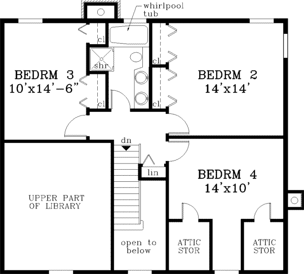 Dream House Plan - Southern Floor Plan - Upper Floor Plan #3-181