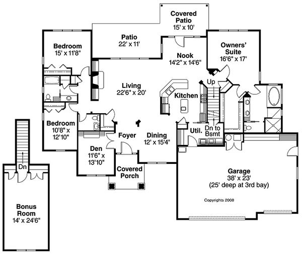 Architectural House Design - Craftsman Floor Plan - Main Floor Plan #124-732
