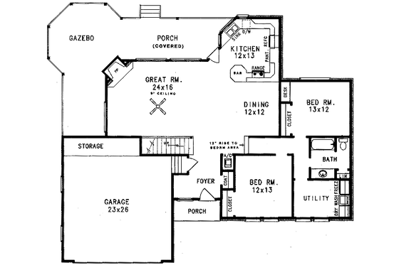 Floor Plan - Main Floor House Plan #14-213 - 3 bed, 2 bath
