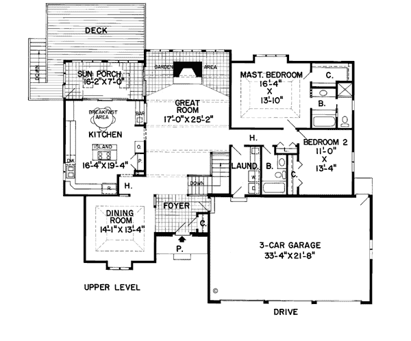 Floor Plan - Main Floor for Traditional House Plan #312-578 - 4 bed, 3 bath