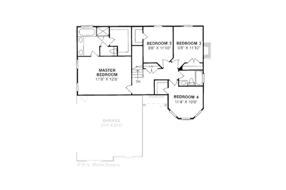 Floor Plan - Upper Floor for Traditional House Plan #20-305 - 4 bed, 2.5 bath