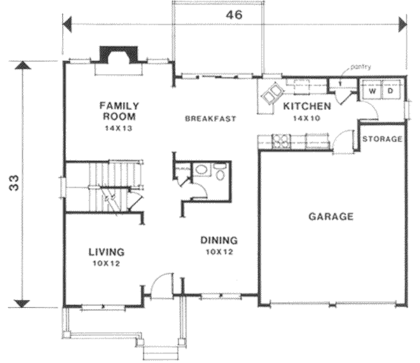Southern Floor Plan - Main Floor Plan #129-148