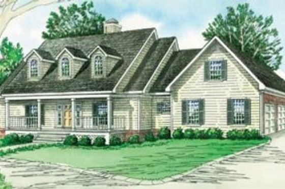 Exterior - Front Elevation for Country House Plan #16-184 - 3 bed, 2 bath