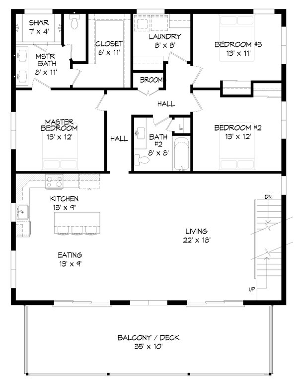 House Blueprint - Traditional Floor Plan - Main Floor Plan #932-444