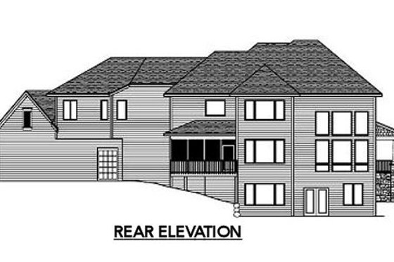 Exterior - Rear Elevation for Traditional House Plan #51-326 - 5 bed, 3.5 bath