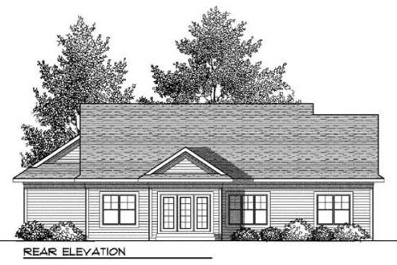 Exterior - Rear Elevation for Bungalow House Plan #70-901 - 2 bed, 2 bath