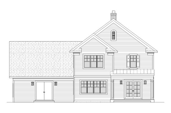 Exterior - Rear Elevation for Traditional House Plan #901-52 - 3 bed, 2.5 bath