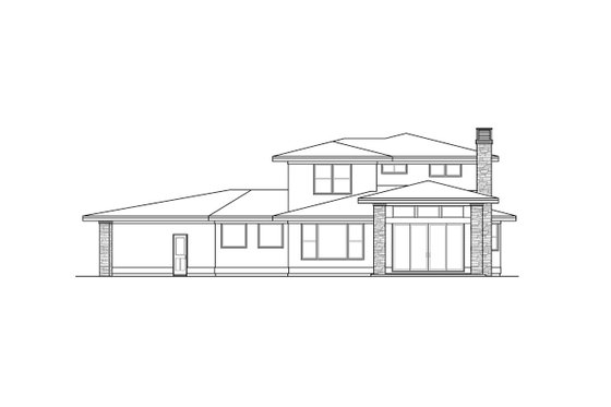Exterior - Rear Elevation for Contemporary House Plan #124-1112 - 3 bed, 3 bath