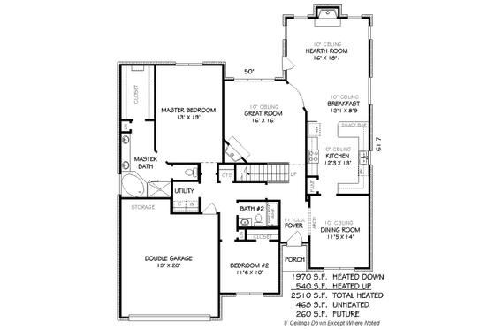 Floor Plan - Main Floor for Traditional House Plan #424-95 - 4 bed, 3 bath