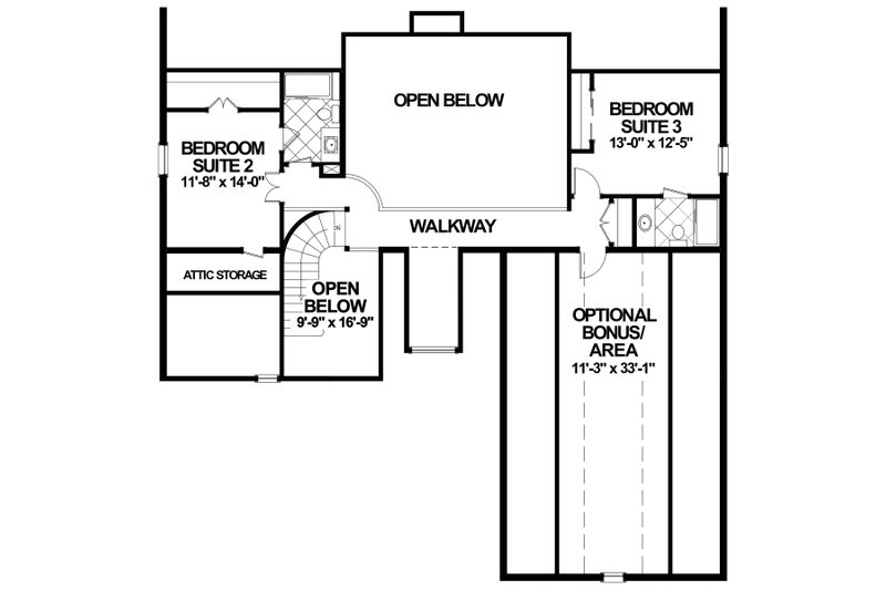 House Blueprint - Floor Plan - Upper Floor for Craftsman House Plan #56-719 - 4 bed, 4.5 bath