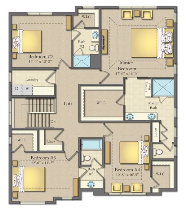 House Design - Farmhouse Floor Plan - Upper Floor Plan #1057-15