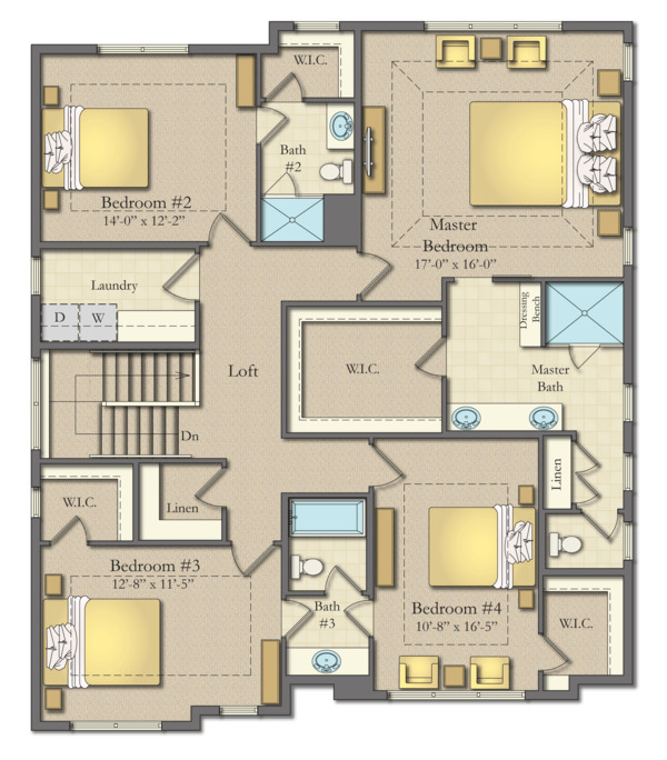 Farmhouse Floor Plan - Upper Floor Plan #1057-15