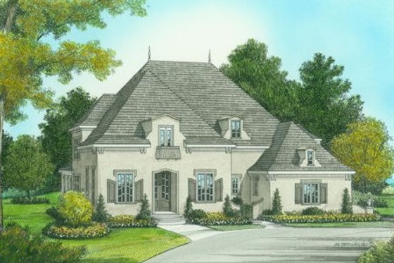 Exterior - Front Elevation for European House Plan #413-800 - 4 bed, 5 bath