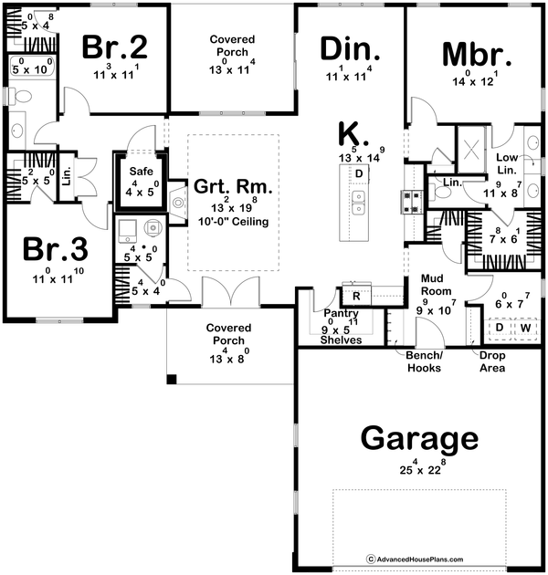 Architectural House Design - Traditional Floor Plan - Main Floor Plan #455-379