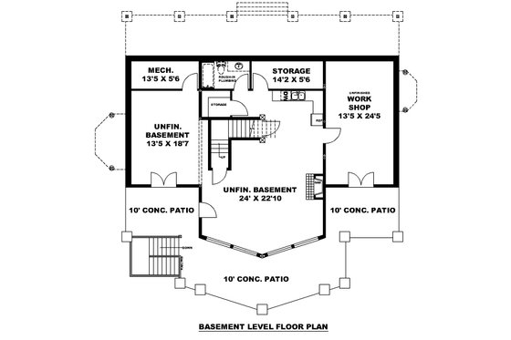 Floor Plan - Lower Floor for Craftsman House Plan #117-1015 - 3 bed, 2.5 bath