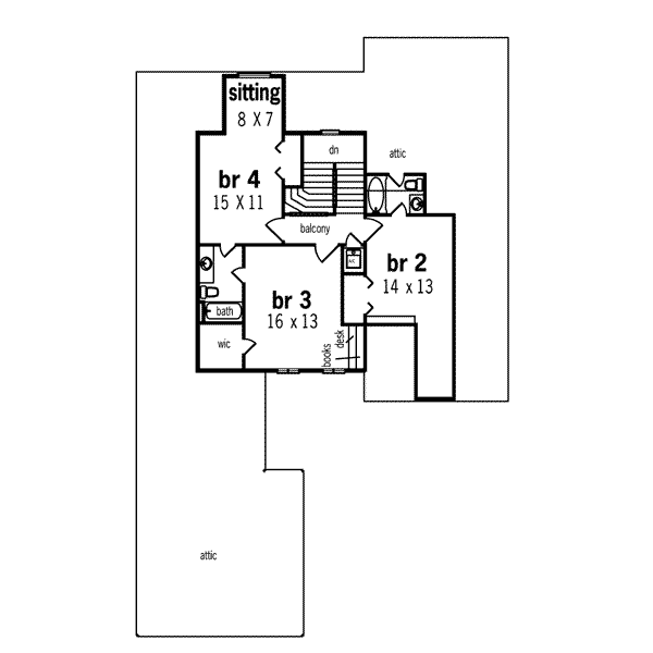 European Floor Plan - Upper Floor Plan #45-211